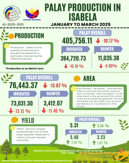 PALAY PRODUCTION IN ISABELA JANUARY - MARCH 2025