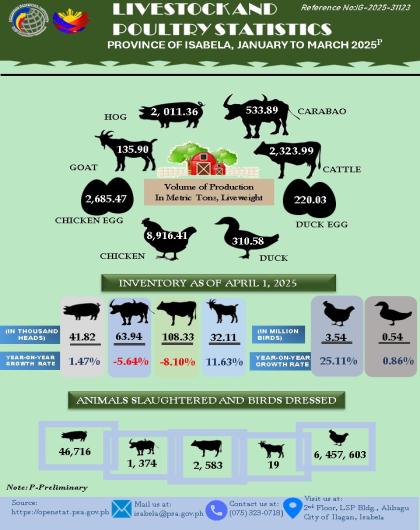 LIVESTOCK AND POULTRY STATISTICS JANUARY - MARCH 2025